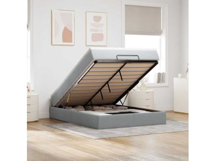 vidaXL Osmanský rám postele s matrací světle šedá 140x200cm textil