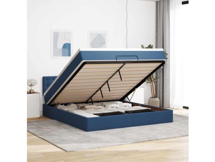 vidaXL Osmanský rám postele s matrací modrá 160x200cm textil