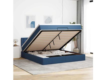 vidaXL Osmanský rám postele s matrací modrá 160x200cm textil