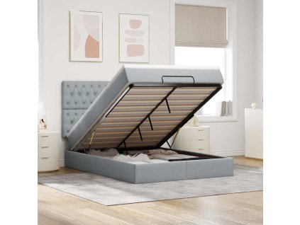 vidaXL Osmanský rám postele s matrací světle šedá 140x200cm textil