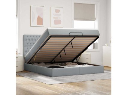 vidaXL Osmanský rám postele s matrací světle šedá 160x200cm textil