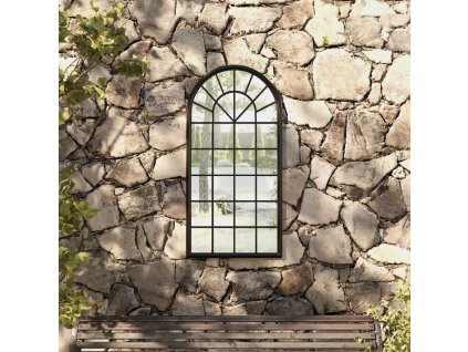 vidaXL Zahradní zrcadlo černé 90 x 45 cm železo do exteriéru