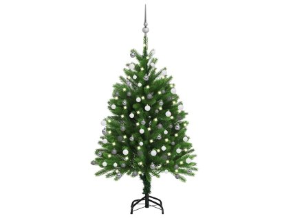 vidaXL Umělý vánoční stromek s LED a sadou koulí 120 cm zelený