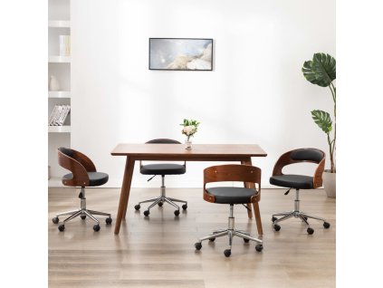 vidaXL Otočné jídelní židle 4 ks černé ohýbané dřevo a umělá kůže