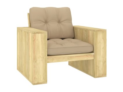 vidaXL Zahradní židle s béžovými poduškami impregnovaná borovice