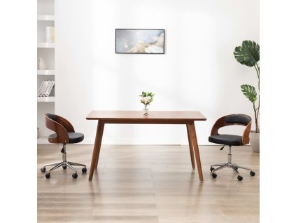 vidaXL Otočné jídelní židle 2 ks černé ohýbané dřevo a umělá kůže