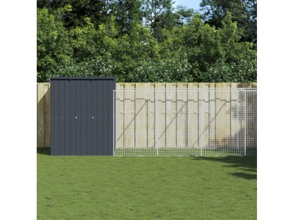 vidaXL Psí bouda s výběhem antracitová 165 x 1 067 x 181 cm ocel