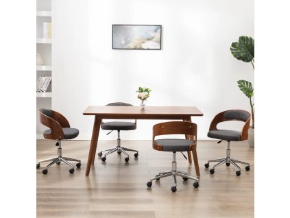 vidaXL Otočné jídelní židle 4 ks šedé ohýbané dřevo a textil