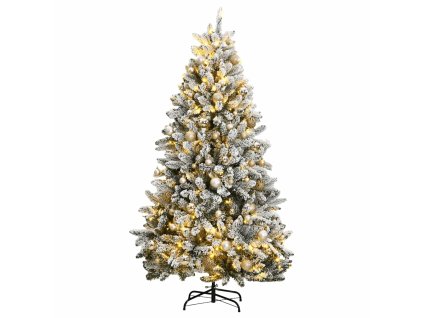 vidaXL Umělý sklápěcí vánoční stromek s 300 LED a koulemi 240 cm