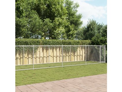vidaXL Klec pro psy s dvířky šedá 12 x 2 x 1,5 m pozinkovaná ocel