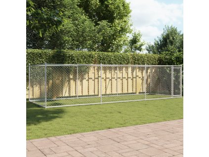 vidaXL Klec pro psy s dvířky šedá 6 x 2 x 1,5 m pozinkovaná ocel