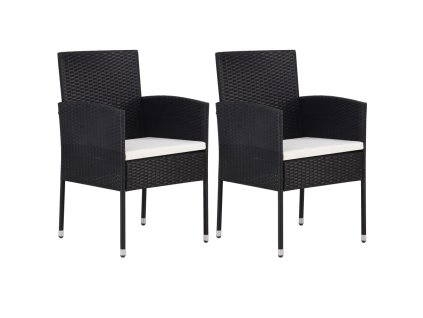 vidaXL Zahradní židle s krémově bílými poduškami 2 ks černé polyratan