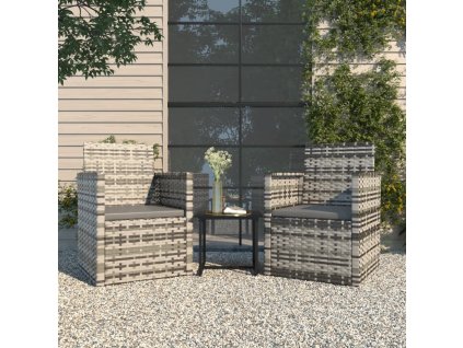 vidaXL 3dílná zahradní sedací souprava s poduškami polyratan šedá