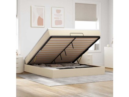 vidaXL Osmanský rám postele s matrací krémová 160x200cm textil