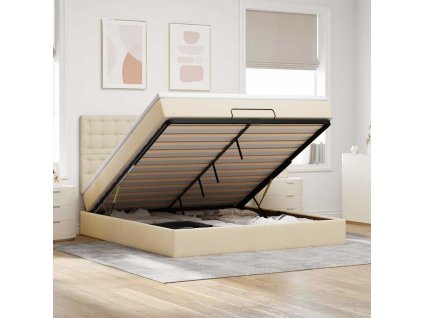 vidaXL Osmanský rám postele s matrací krémová 160x200cm textil