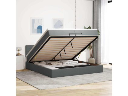 vidaXL Osmanský rám postele s matrací tmavě šedý 200x200cm textil