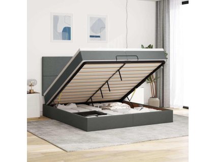 vidaXL Osmanský rám postele s matrací tmavě šedý 200x200cm textil