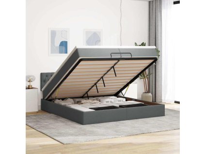 vidaXL Osmanský rám postele s matrací tmavě šedý 200x200cm textil