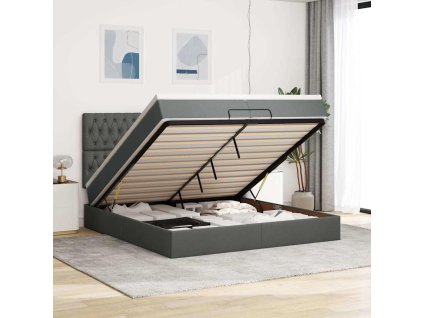 vidaXL Osmanský rám postele s matrací tmavě šedý 200x200cm textil