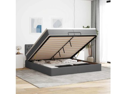 vidaXL Osmanský rám postele s matrací tmavě šedá 200x200 cm textil