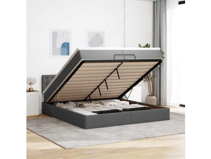 vidaXL Osmanský rám postele s matrací tmavě šedá 200x200 cm textil