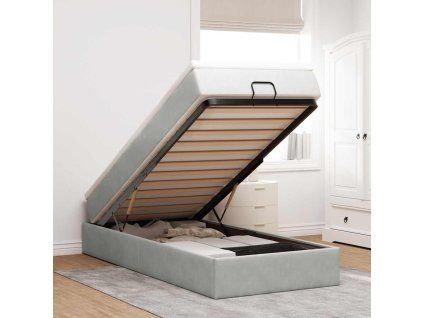 vidaXL Osmanský rám postele s matrací světle šedá 90x190cm samet