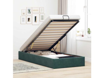 vidaXL Osmanský rám postele bez matrace tmavě zelené 90x190 cm samet