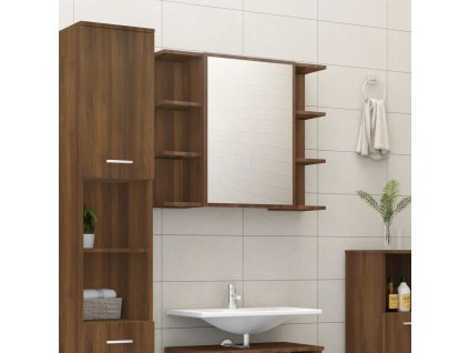 vidaXL Koupelnová zrcadlová skříňka hnědý dub 80x20,5x64 cm kompozit