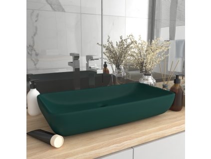 vidaXL Luxusní umyvadlo obdélníkové matné tmavě zelené 71 x 38 cm