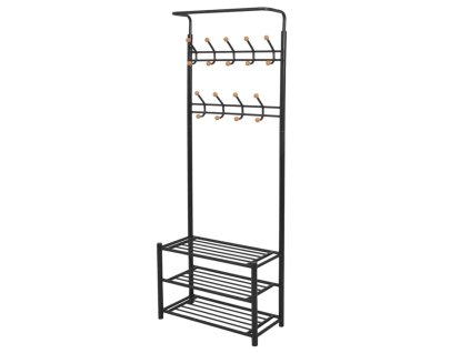 vidaXL Věšák na oblečení s botníkem 68 x 32 x 182,5 cm černý