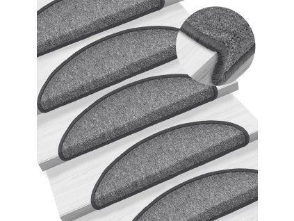 vidaXL Schodové rohože 15 ks 56 x 17 x 3 cm tmavě šedé, půlkulaté