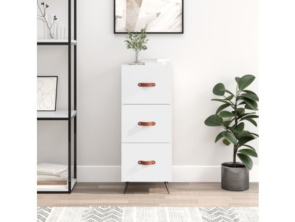 vidaXL Příborník bílý s vysokým leskem 34,5x34x90 cm kompozitní dřevo