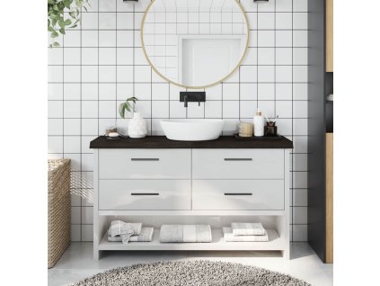 vidaXL Koupelnová deska tmavě hnědá 120x30x(2-6) cm ošetřený masiv