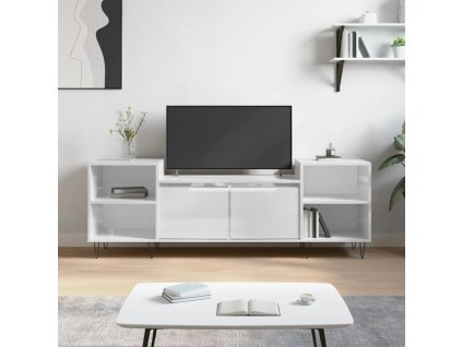 vidaXL TV skříňka bílá s vysokým leskem 160x35x55 cm kompozitní dřevo