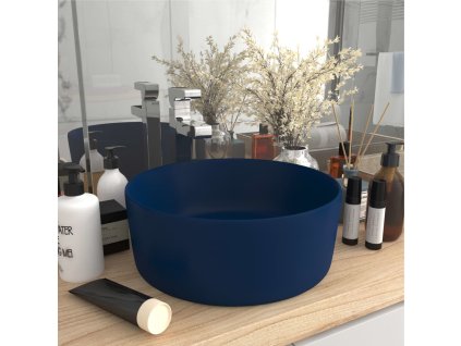 vidaXL Luxusní umyvadlo kulaté matné tmavě modré 40 x 15 cm keramické