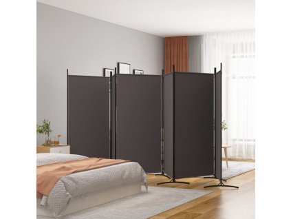 vidaXL 6dílný paraván hnědý 520 x 180 cm textil