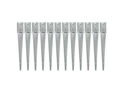 vidaXL Kotvící hroty 12 ks stříbrné 10 x 10 x 76 cm pozinkovaná ocel