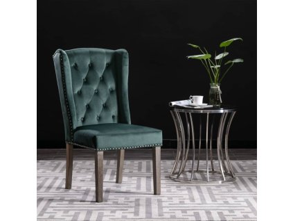 vidaXL Jídelní židle tmavě zelená samet