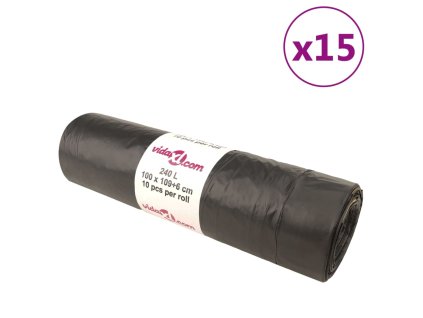 vidaXL Pytle na odpadky se stahovacími šňůrkami 150 ks černé 240 l