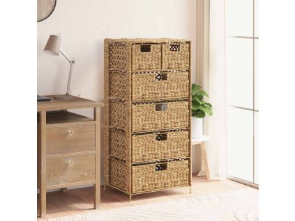 vidaXL Komoda se 6 košíky 47 x 37 x 100 cm vodní hyacint