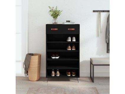 vidaXL Botník černý 60 x 35 x 105 cm kompozitní dřevo