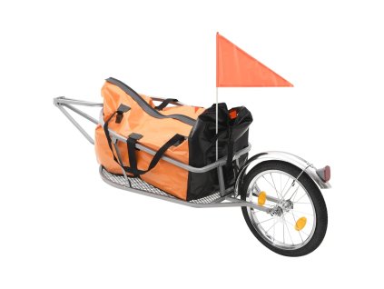 vidaXL Přívěsný vozík za kolo s taškou oranžovo-černý