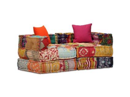 vidaXL 2místný modulární pouf patchwork textil