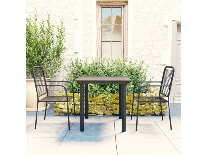 vidaXL 3dílný zahradní jídelní set černý sklo a ocel
