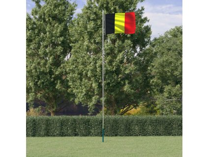 vidaXL Vlajka Belgie a stožár 6,23 m hliník