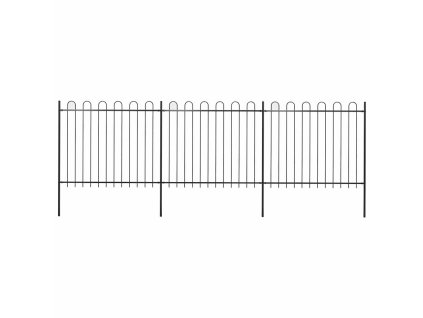 vidaXL Zahradní plot s obloukem nahoře ocelový 537 x 150 cm černý