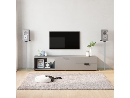 vidaXL Stojany na reproduktor 2 ks stříbrné tvrzené sklo 1 sloupek