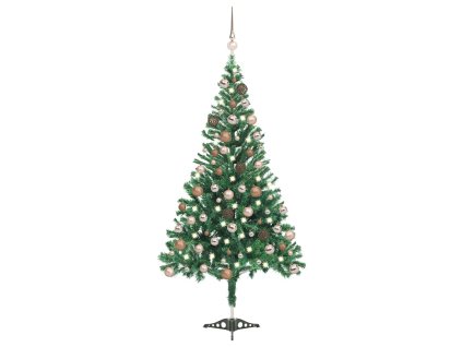 vidaXL Umělý vánoční stromek s LED a sadou koulí 180 cm 564 větviček