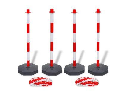 vidaXL Sada 4 sloupků se 2 plastovými řetězy 10 m každý