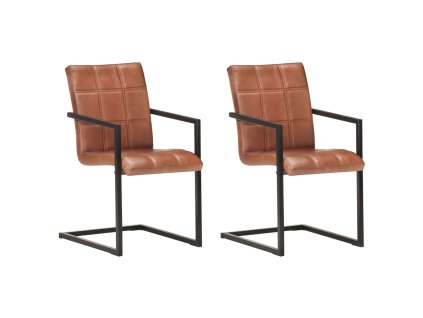 vidaXL Konzolové jídelní židle 2 ks hnědé pravá kůže